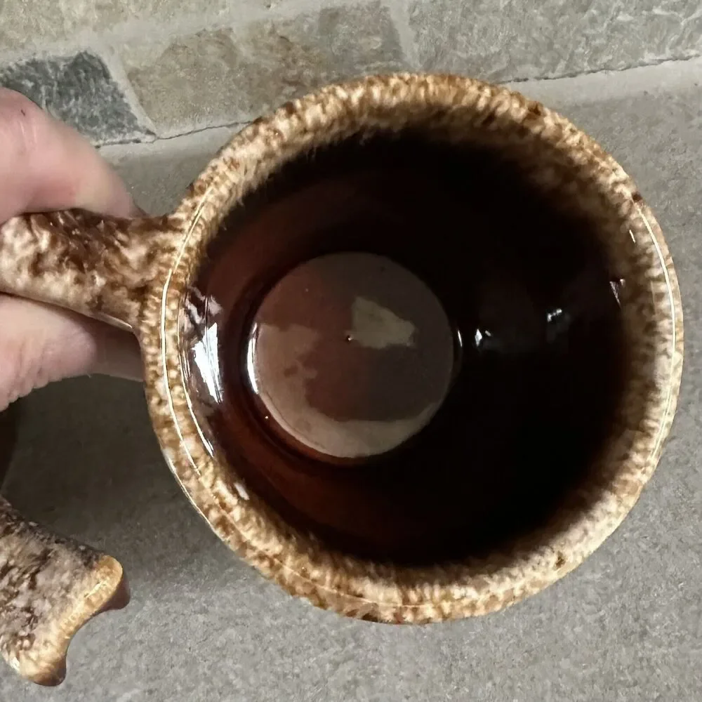 VTG Hull USA Pottery Brown Drip Glaze 1 Mug 1 Soup Bowl Crock Oven Proof